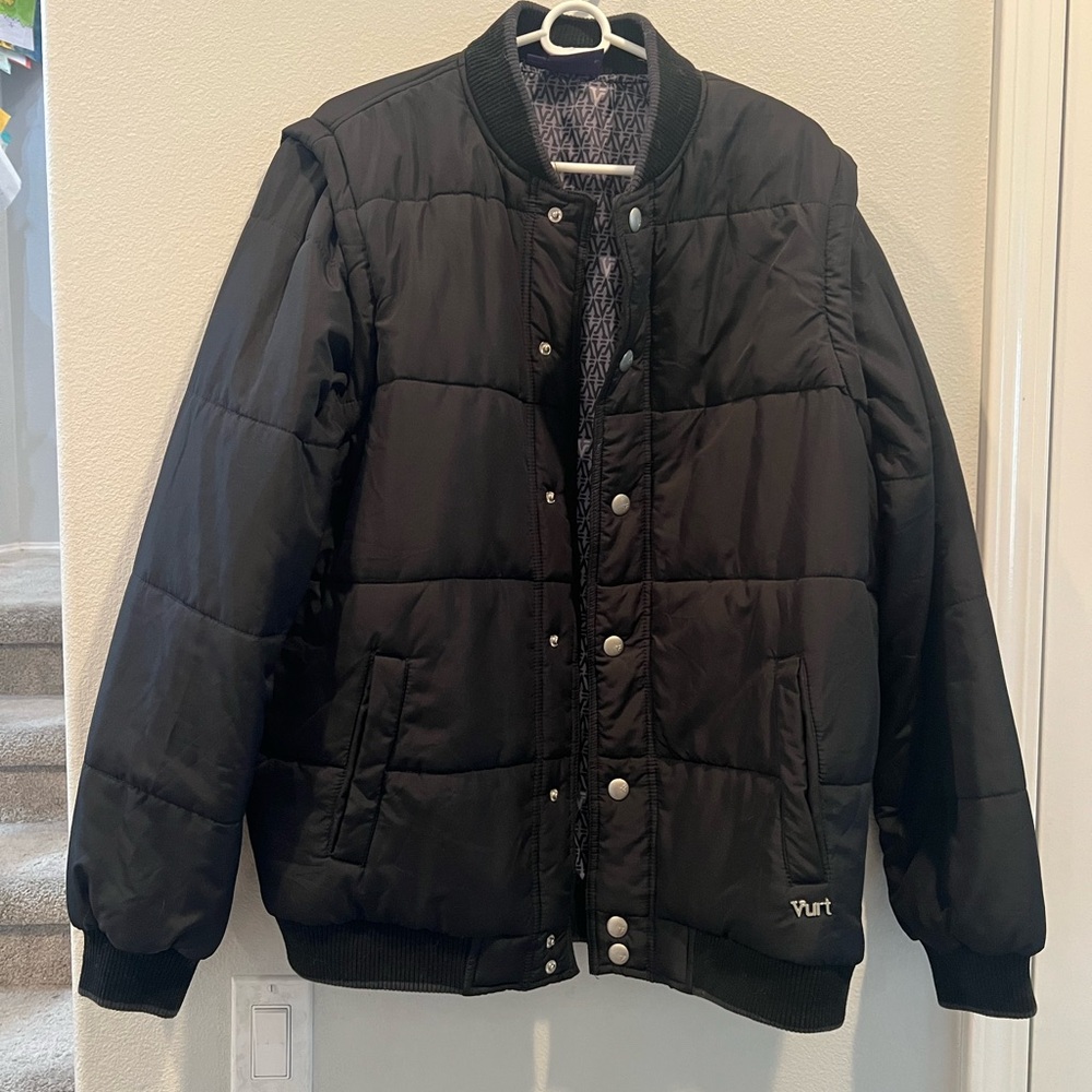 Black Puffer Jacket with Snap Buttons